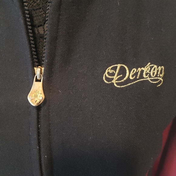 Beyonce's House of Dereon Black Maroon Wool Blend Varsity Jacket Size S - Picture 2 of 14